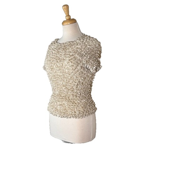 VTG Beige Popcorn Bubble Shirt Womens Small/Medium - Picture 4 of 5